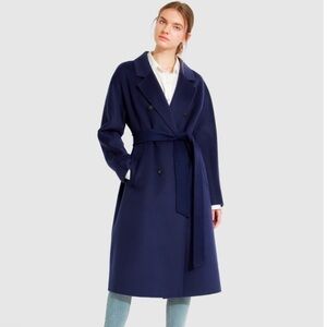 New Belle & Bloom Australia Royal Blue Wool Double Breasted Coat Size Large